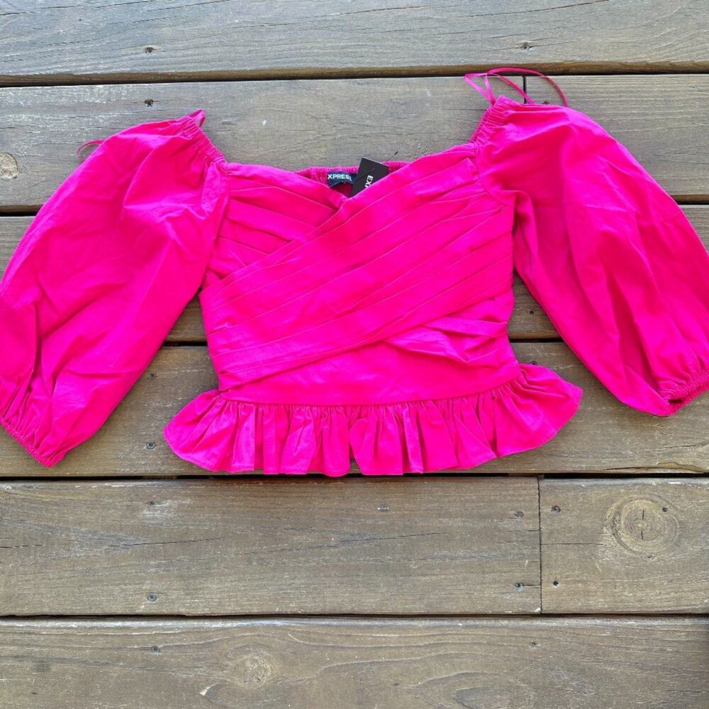 NWT Express Criss-Cross off shoulder Pink Blouse